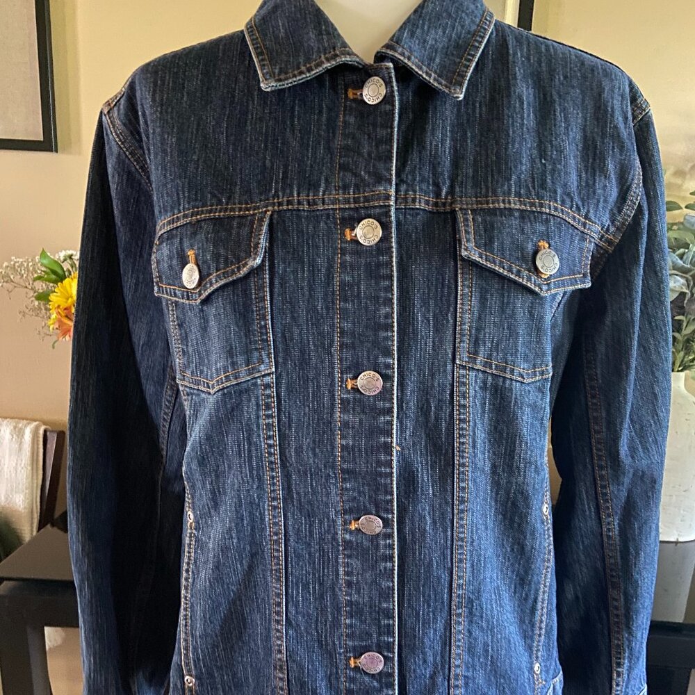 Chico's Dark Denim Jean Jacket Size 2